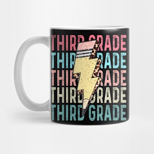 Retro Third Grade Teacher Lightning Bolt Pencil Teacher Kids Mug